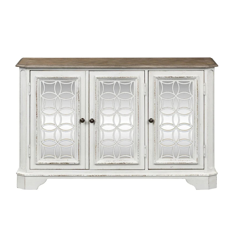 Console de couloir miroir blanc antique - Meuble d'appoint traditionnel pour entrée