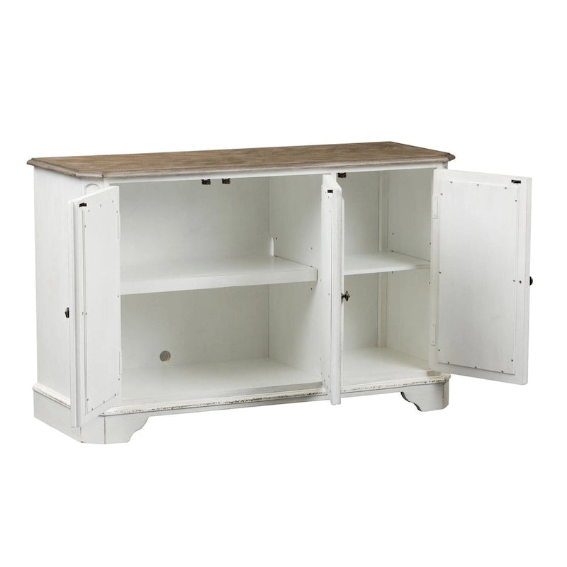Console de couloir miroir blanc antique - Meuble d'appoint traditionnel pour entrée
