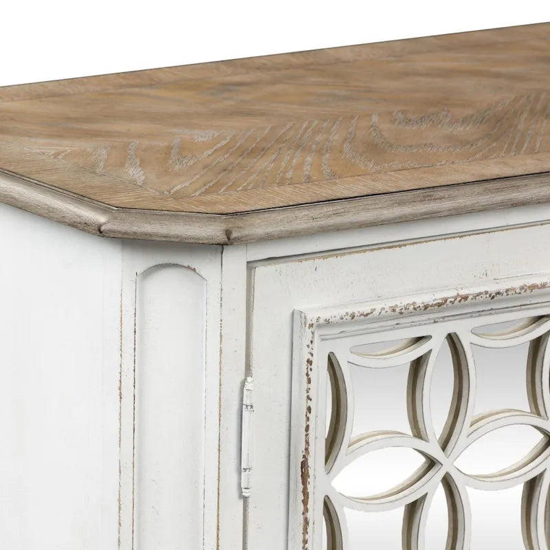 Console de couloir miroir blanc antique - Meuble d'appoint traditionnel pour entrée