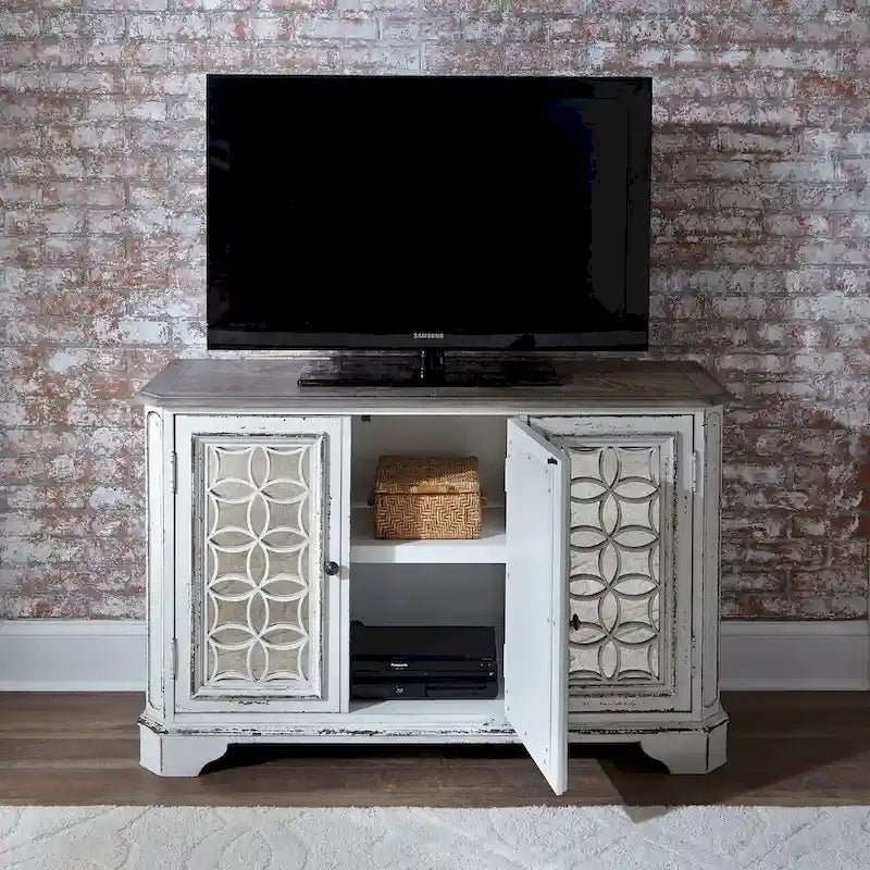 Console de couloir miroir blanc antique - Meuble d'appoint traditionnel pour entrée