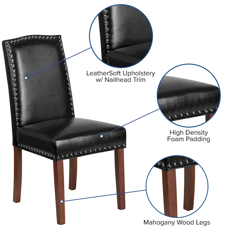 Chaise Parsons avec Clous Décoratifs Argentés (Lot de 2)