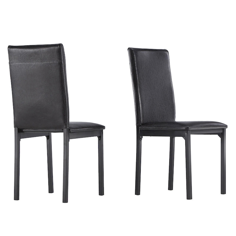 Ensemble de salle à manger 5 pièces en métal avec plateau imitation marbre et chaises rembourrées