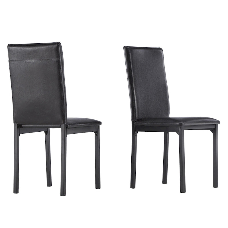 Ensemble de salle à manger 5 pièces en métal avec plateau imitation marbre et chaises rembourrées