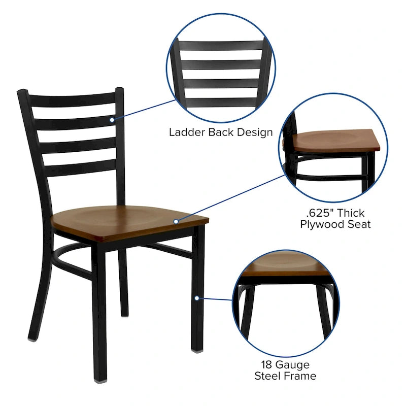 Chaise de restaurant en métal à dossier échelle - 16,5L x 17P x 32,25H - 16,5L x 17P x 32,25H