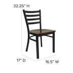 Chaise de restaurant en métal à dossier échelle - 16,5L x 17P x 32,25H - 16,5L x 17P x 32,25H