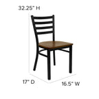 Chaise de restaurant en métal à dossier échelle - 16,5L x 17P x 32,25H - 16,5L x 17P x 32,25H