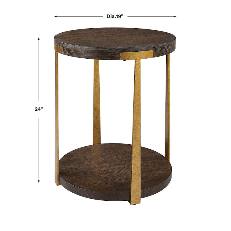 Table d'appoint ronde en bois massif - Table d'appoint rustique pour salon