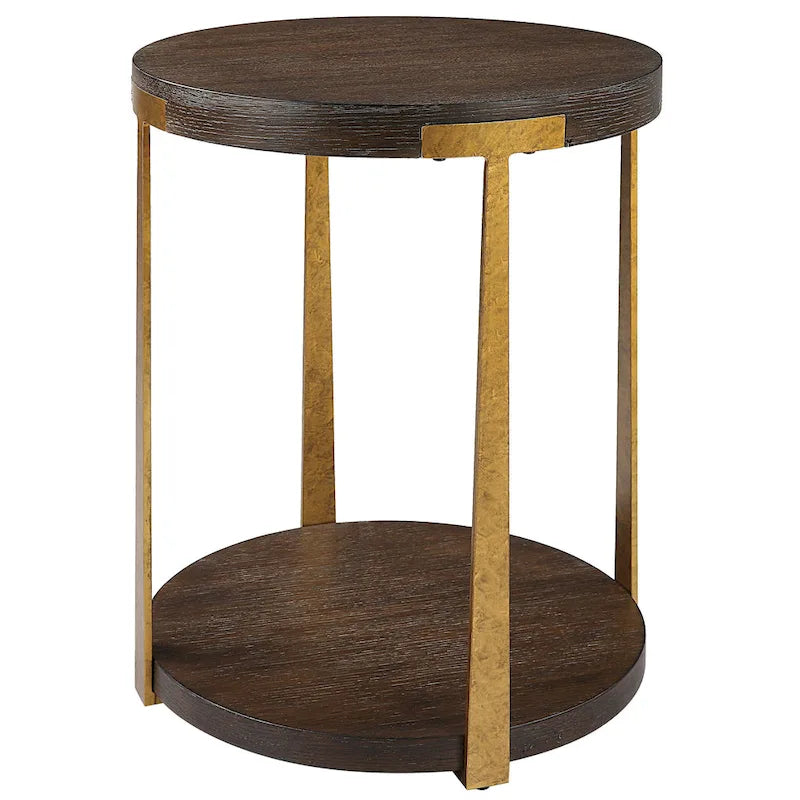 Table d'appoint ronde en bois massif - Table d'appoint rustique pour salon