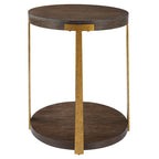 Table d'appoint ronde en bois massif - Table d'appoint rustique pour salon