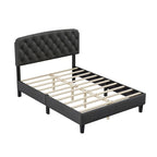 Tête de lit capitonnée réglable – Lin de polyester capitonné, Grand lit/Très grand lit