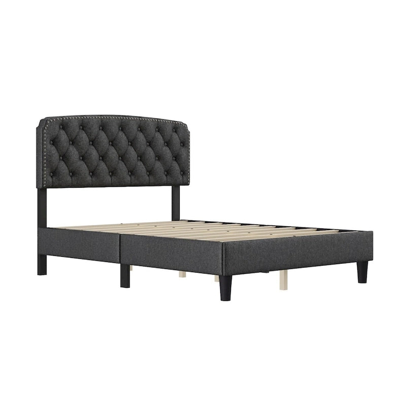Tête de lit capitonnée réglable – Lin de polyester capitonné, Grand lit/Très grand lit