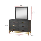 Ensemble de chambre à coucher 3 pièces en panneaux rustiques brun foncé - Lit, commode et table de chevet
