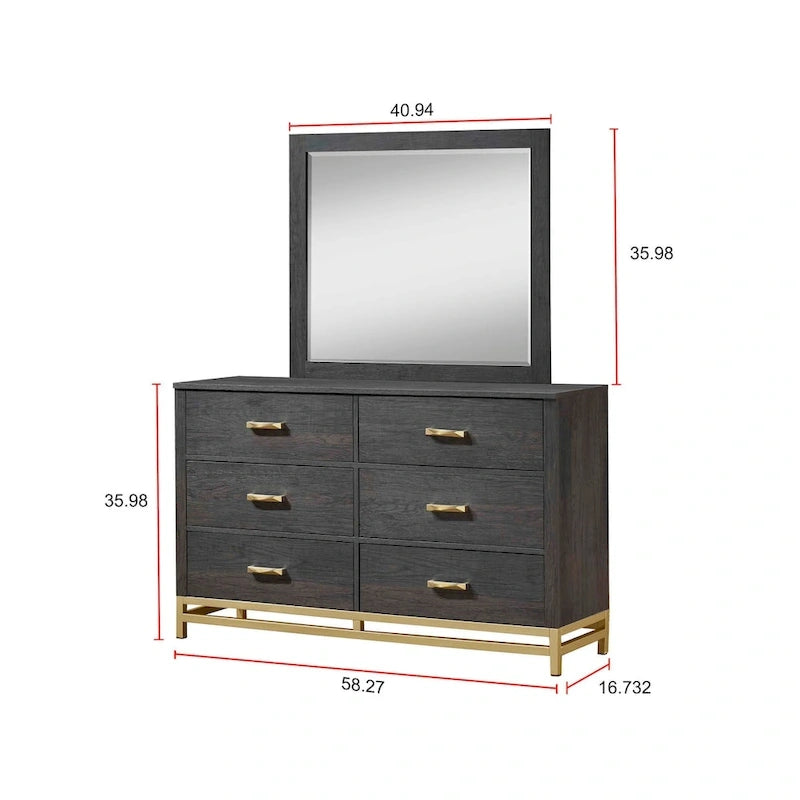Ensemble de chambre à coucher 3 pièces en panneaux rustiques brun foncé - Lit, commode et table de chevet