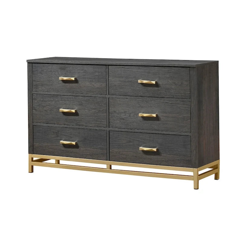 Ensemble de chambre à coucher 3 pièces en panneaux rustiques brun foncé - Lit, commode et table de chevet