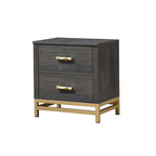 Ensemble de chambre à coucher 3 pièces en panneaux rustiques brun foncé - Lit, commode et table de chevet