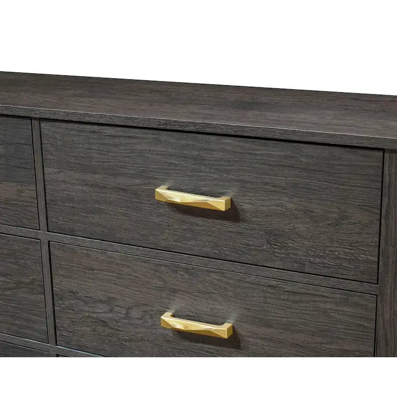 Ensemble de chambre à coucher 3 pièces en panneaux rustiques brun foncé - Lit, commode et table de chevet