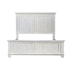 Chambre à coucher 4 pièces blanc et tabac – Lit à panneaux, commode, miroir et table de nuit