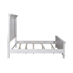 Chambre à coucher 4 pièces blanc et tabac – Lit à panneaux, commode, miroir et table de nuit