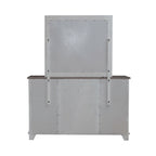 Chambre à coucher 4 pièces blanc et tabac – Lit à panneaux, commode, miroir et table de nuit