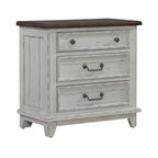 Chambre à coucher 4 pièces blanc et tabac – Lit à panneaux, commode, miroir et table de nuit