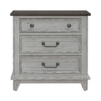 Chambre à coucher 4 pièces blanc et tabac – Lit à panneaux, commode, miroir et table de nuit