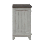 Chambre à coucher 4 pièces blanc et tabac – Lit à panneaux, commode, miroir et table de nuit