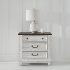 Chambre à coucher 4 pièces blanc et tabac – Lit à panneaux, commode, miroir et table de nuit