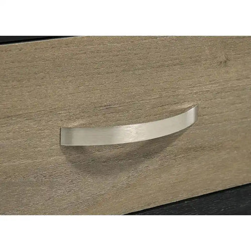 Table de chevet à 2 tiroirs noir et marron clair - Table de chevet moderne avec rangement