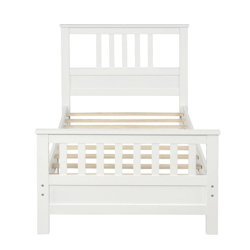 Lit plateforme en bois massif avec tête et pied de lit à panneaux – Aucun sommier tapissier requis, simple/double