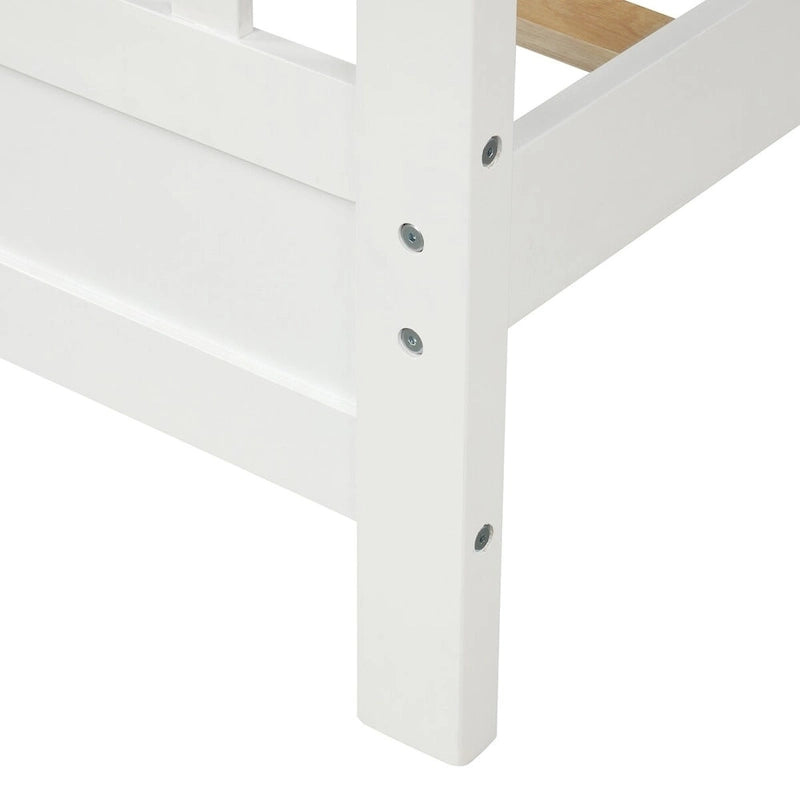 Lit plateforme en bois massif avec tête et pied de lit à panneaux – Aucun sommier tapissier requis, simple/double