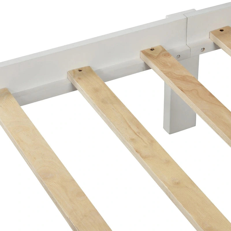 Lit plateforme en bois massif avec tête et pied de lit à panneaux – Aucun sommier tapissier requis, simple/double