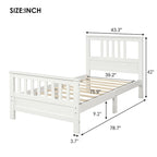 Lit plateforme en bois massif avec tête et pied de lit à panneaux – Aucun sommier tapissier requis, simple/double