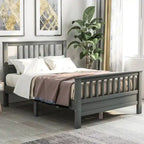 Lit plateforme en bois massif avec tête et pied de lit à panneaux – Aucun sommier tapissier requis, simple/double
