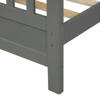 Lit plateforme en bois massif avec tête et pied de lit à panneaux – Aucun sommier tapissier requis, simple/double