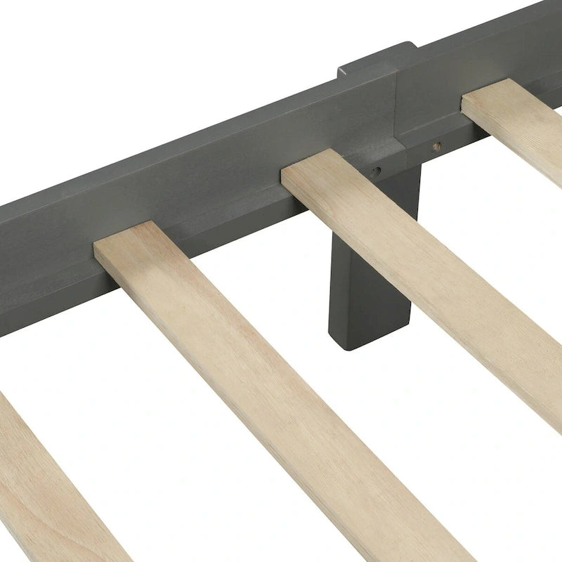 Lit plateforme en bois massif avec tête et pied de lit à panneaux – Aucun sommier tapissier requis, simple/double