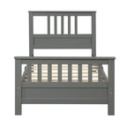 Lit plateforme en bois massif avec tête et pied de lit à panneaux – Aucun sommier tapissier requis, simple/double