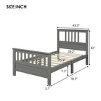 Lit plateforme en bois massif avec tête et pied de lit à panneaux – Aucun sommier tapissier requis, simple/double