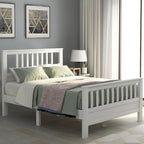 Lit plateforme en bois massif avec tête et pied de lit à panneaux – Aucun sommier tapissier requis, simple/double
