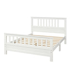 Lit plateforme en bois massif avec tête et pied de lit à panneaux – Aucun sommier tapissier requis, simple/double