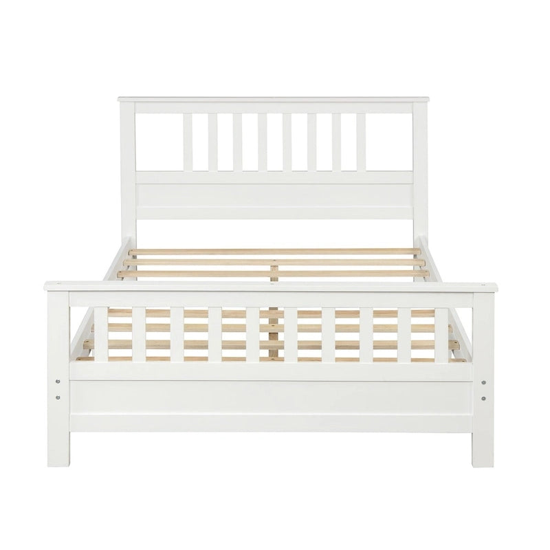 Lit plateforme en bois massif avec tête et pied de lit à panneaux – Aucun sommier tapissier requis, simple/double