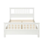 Lit plateforme en bois massif avec tête et pied de lit à panneaux – Aucun sommier tapissier requis, simple/double