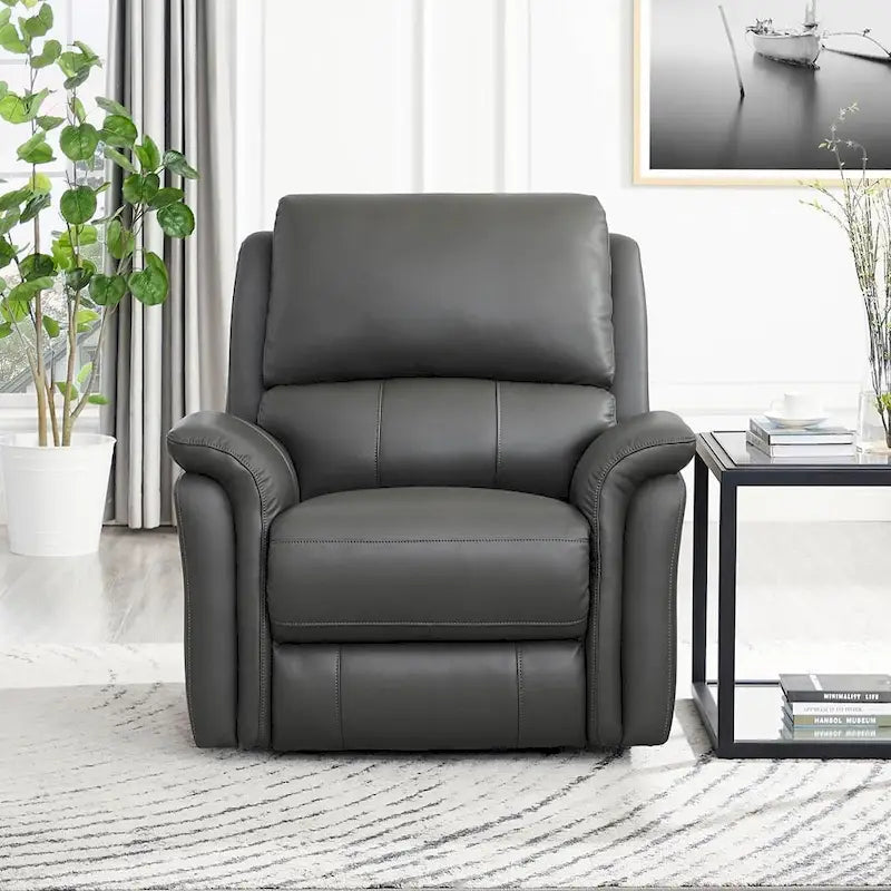 Canapé inclinable électrique zéro gravité avec appui-tête réglable - Cuir pleine fleur, 3 places