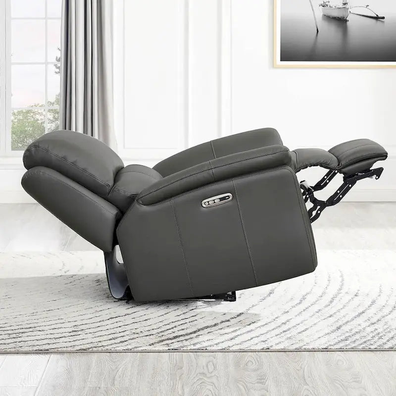 Canapé inclinable électrique zéro gravité avec appui-tête réglable - Cuir pleine fleur, 3 places