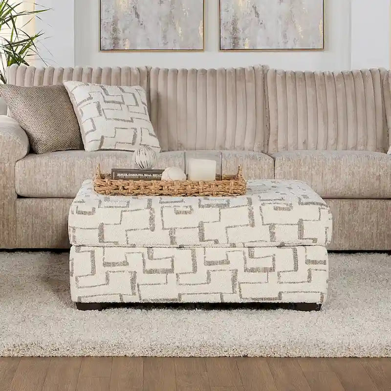 Canapé, causeuse et pouf en velours côtelé à grosses côtes 3 pièces – Parchemin