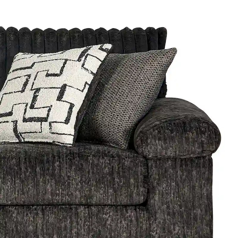 Canapé, causeuse et pouf en velours côtelé à grosses côtes 3 pièces – Parchemin