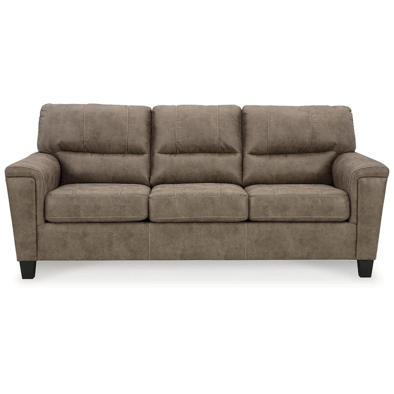 Canapé deux tons en tissu marron et beige – Canapé de salon contemporain, design épuré