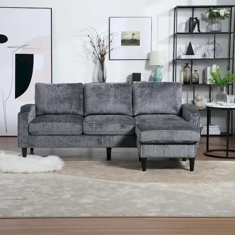 Canapé sectionnel modulaire convertible avec pouf de rangement