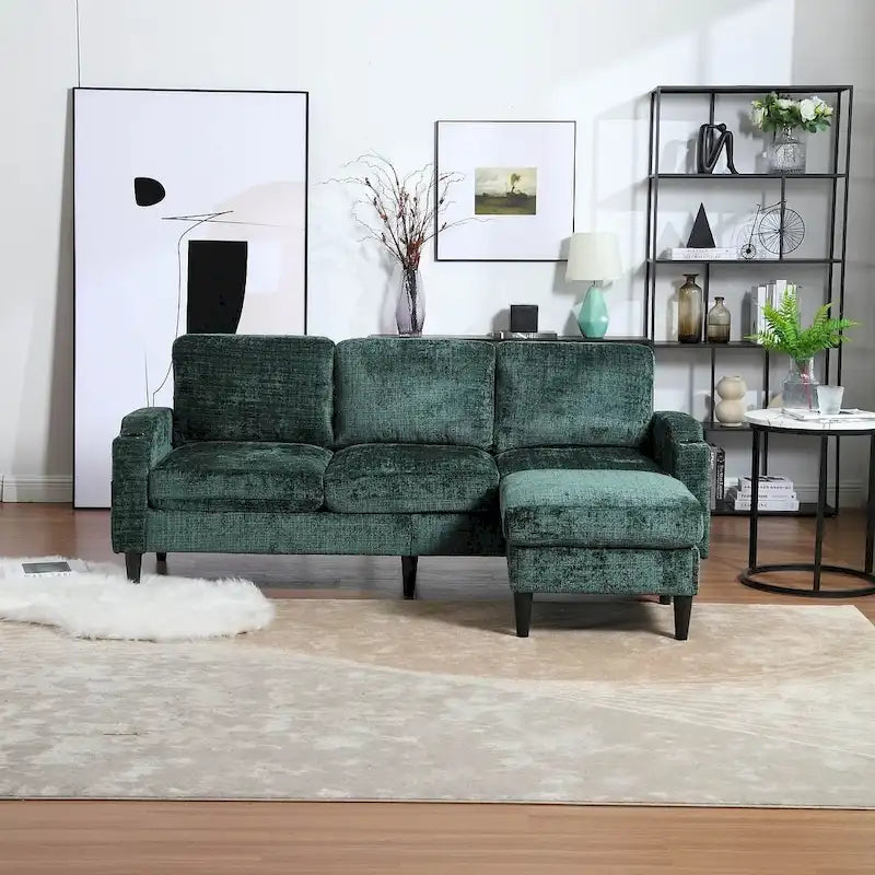 Canapé sectionnel modulaire convertible avec pouf de rangement