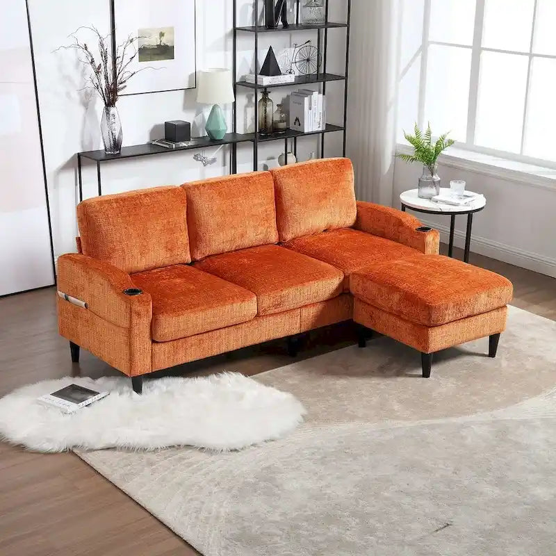 Canapé sectionnel modulaire convertible avec pouf de rangement