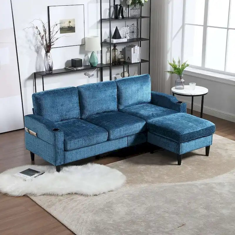 Canapé sectionnel modulaire convertible avec pouf de rangement